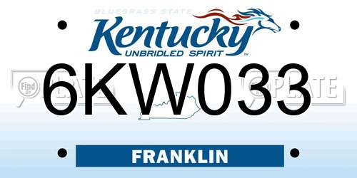 6KW033 Kentucky License Plate