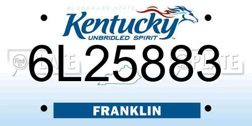 6L25883 Kentucky License Plate