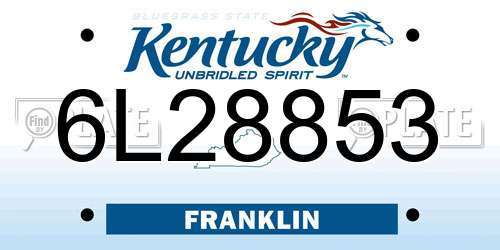 6L28853 Kentucky License Plate