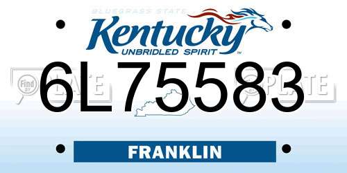 6L75583 Kentucky License Plate