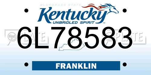 6L78583 Kentucky License Plate