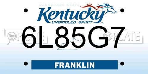6L85G7 Kentucky License Plate