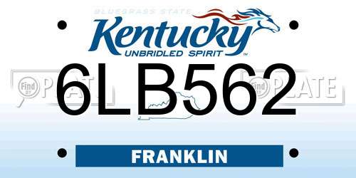 6LB562 Kentucky License Plate