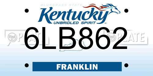 6LB862 Kentucky License Plate