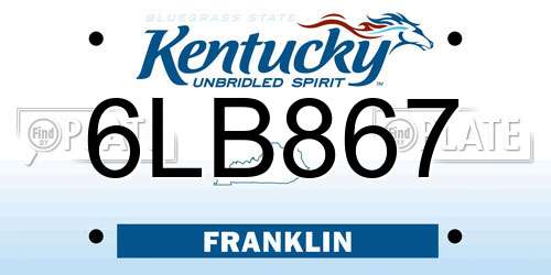 6LB867 Kentucky License Plate