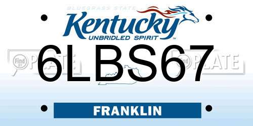 6LBS67 Kentucky License Plate