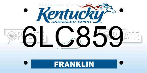 6LC859 Kentucky License Plate