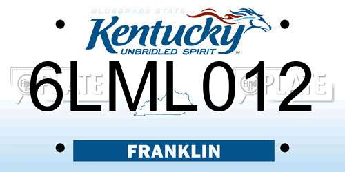 6LML012 Kentucky License Plate