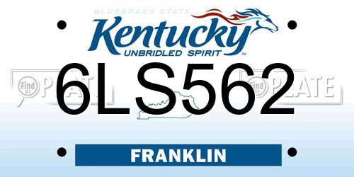 6LS562 Kentucky License Plate