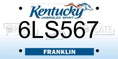 6LS567 Kentucky License Plate