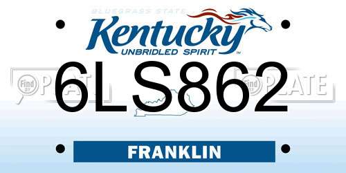 6LS862 Kentucky License Plate
