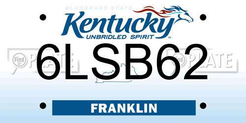 6LSB62 Kentucky License Plate