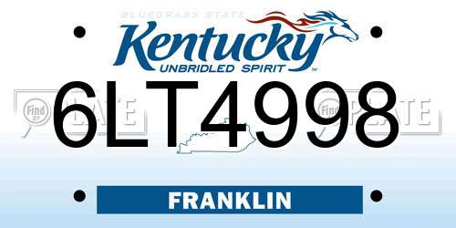 6LT4998 Kentucky License Plate