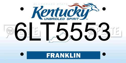 6LT5553 Kentucky License Plate