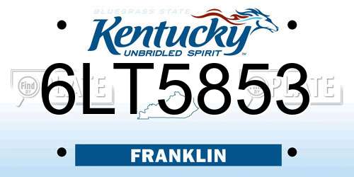6LT5853 Kentucky License Plate