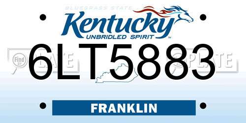6LT5883 Kentucky License Plate
