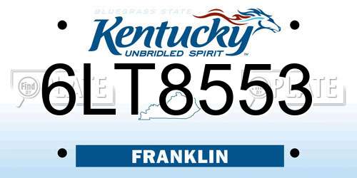 6LT8553 Kentucky License Plate