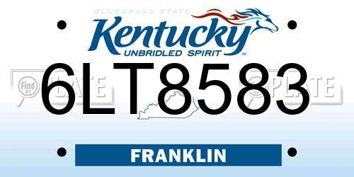 6LT8583 Kentucky License Plate