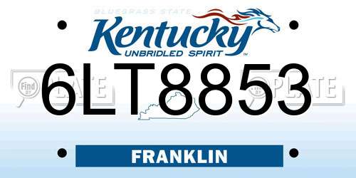 6LT8853 Kentucky License Plate