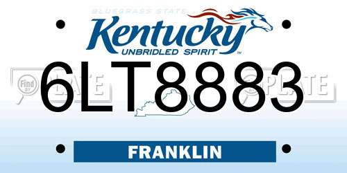 6LT8883 Kentucky License Plate