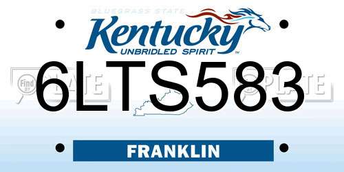 6LTS583 Kentucky License Plate