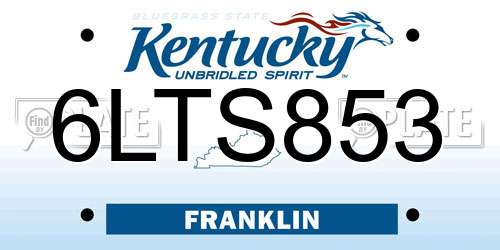 6LTS853 Kentucky License Plate
