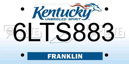 6LTS883 Kentucky License Plate