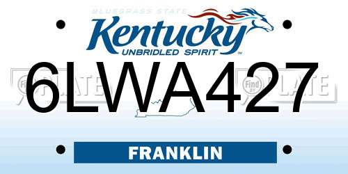 6LWA427 Kentucky License Plate