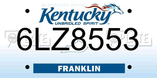 6LZ8553 Kentucky License Plate