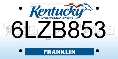 6LZB853 Kentucky License Plate