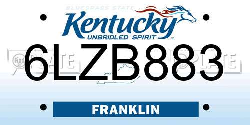 6LZB883 Kentucky License Plate