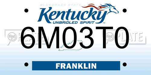 6M03T0 Kentucky License Plate