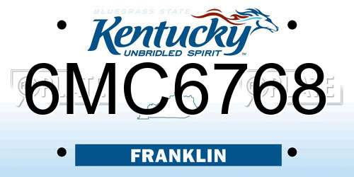 6MC6768 Kentucky License Plate