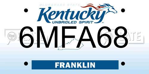 6MFA68 Kentucky License Plate