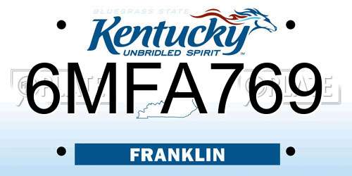 6MFA769 Kentucky License Plate