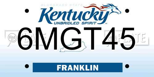6MGT45 Kentucky License Plate