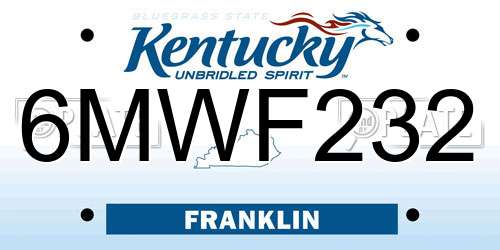 6MWF232 Kentucky License Plate