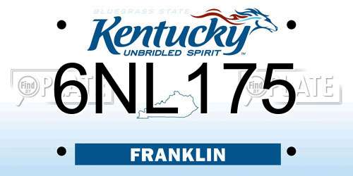 6NL175 Kentucky License Plate