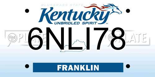 6NLI78 Kentucky License Plate