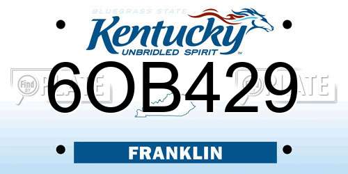 6OB429 Kentucky License Plate