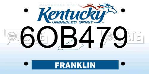 6OB479 Kentucky License Plate