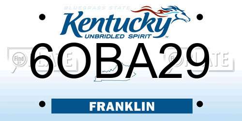 6OBA29 Kentucky License Plate