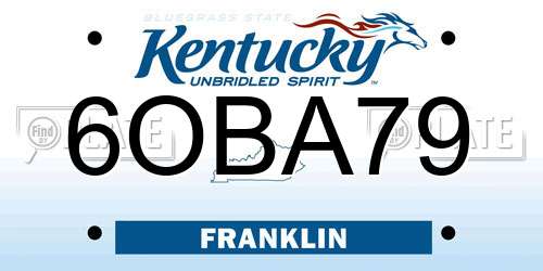 6OBA79 Kentucky License Plate