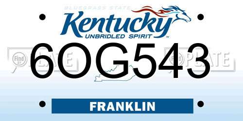 6OG543 Kentucky License Plate