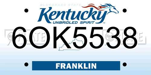 6OK5538 Kentucky License Plate