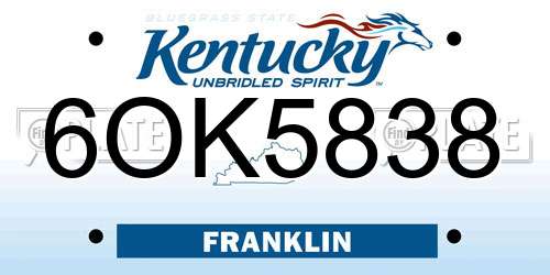 6OK5838 Kentucky License Plate