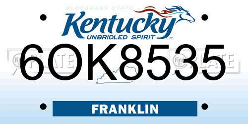 6OK8535 Kentucky License Plate