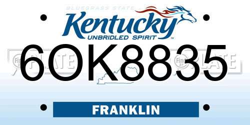 6OK8835 Kentucky License Plate