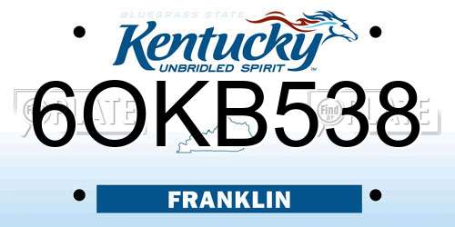6OKB538 Kentucky License Plate