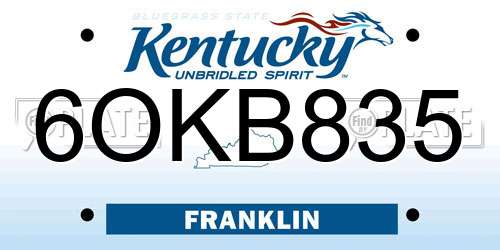 6OKB835 Kentucky License Plate